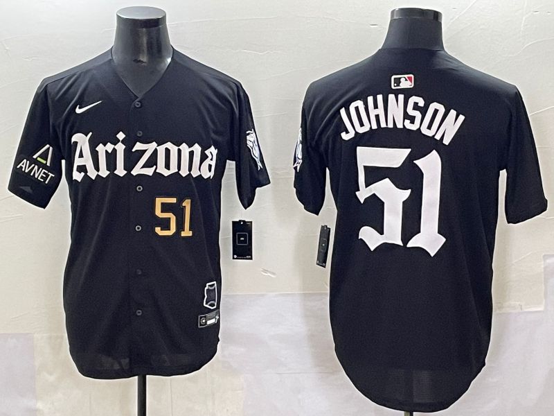 Men 2025 Arizona Diamondback #51 Johnson Black Five generations Joint Name Nike MLB Jersey style 10->arizona diamondback->MLB Jersey